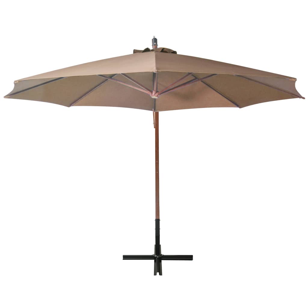 Vidaxl Floating Parasol s pólem 3,5x2,9 m pevná borovice taupe