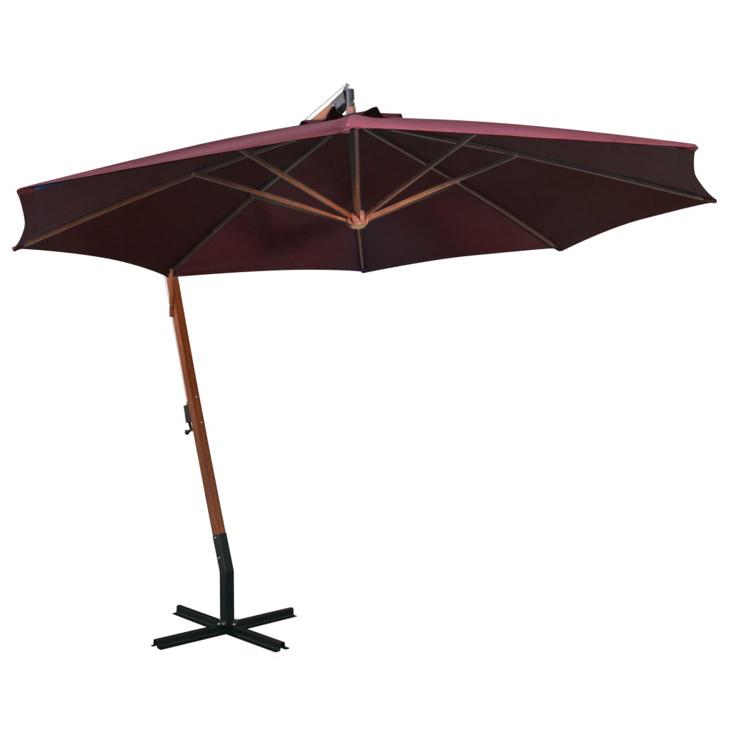 Vidaxl schwimmend Parasol mit Pole 3,5x2,9 m Festkiefer Bordeaux Rot