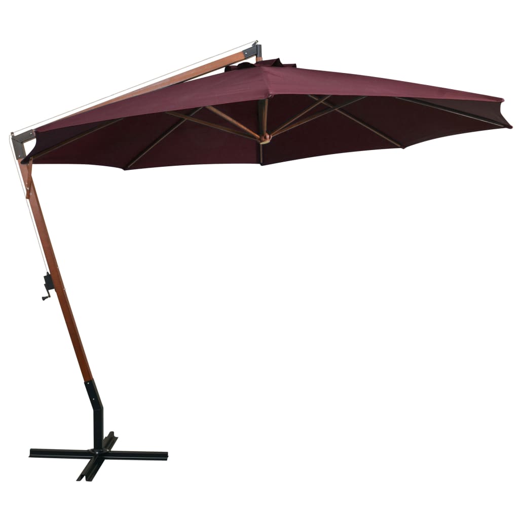 Vidaxl schwimmend Parasol mit Pole 3,5x2,9 m Festkiefer Bordeaux Rot