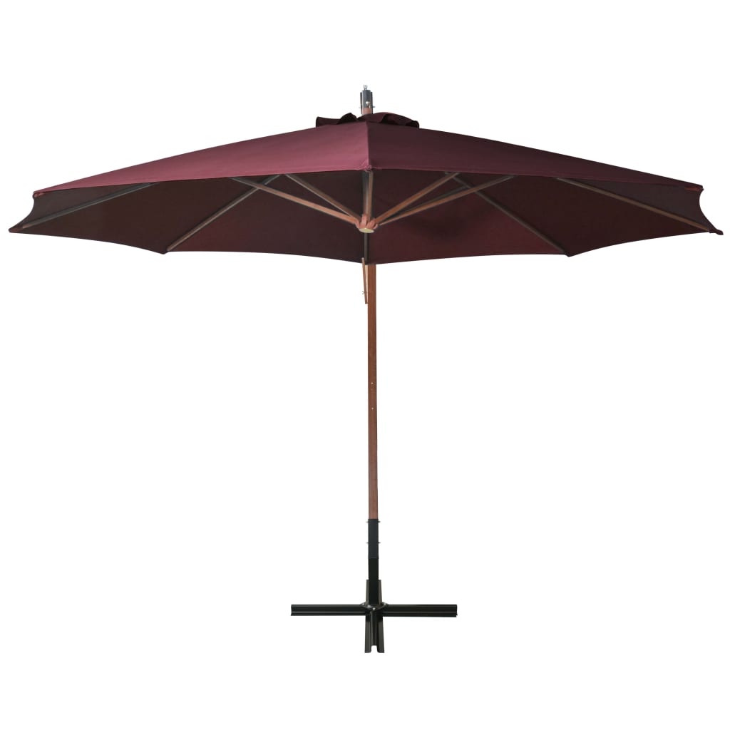 Vidaxl schwimmend Parasol mit Pole 3,5x2,9 m Festkiefer Bordeaux Rot