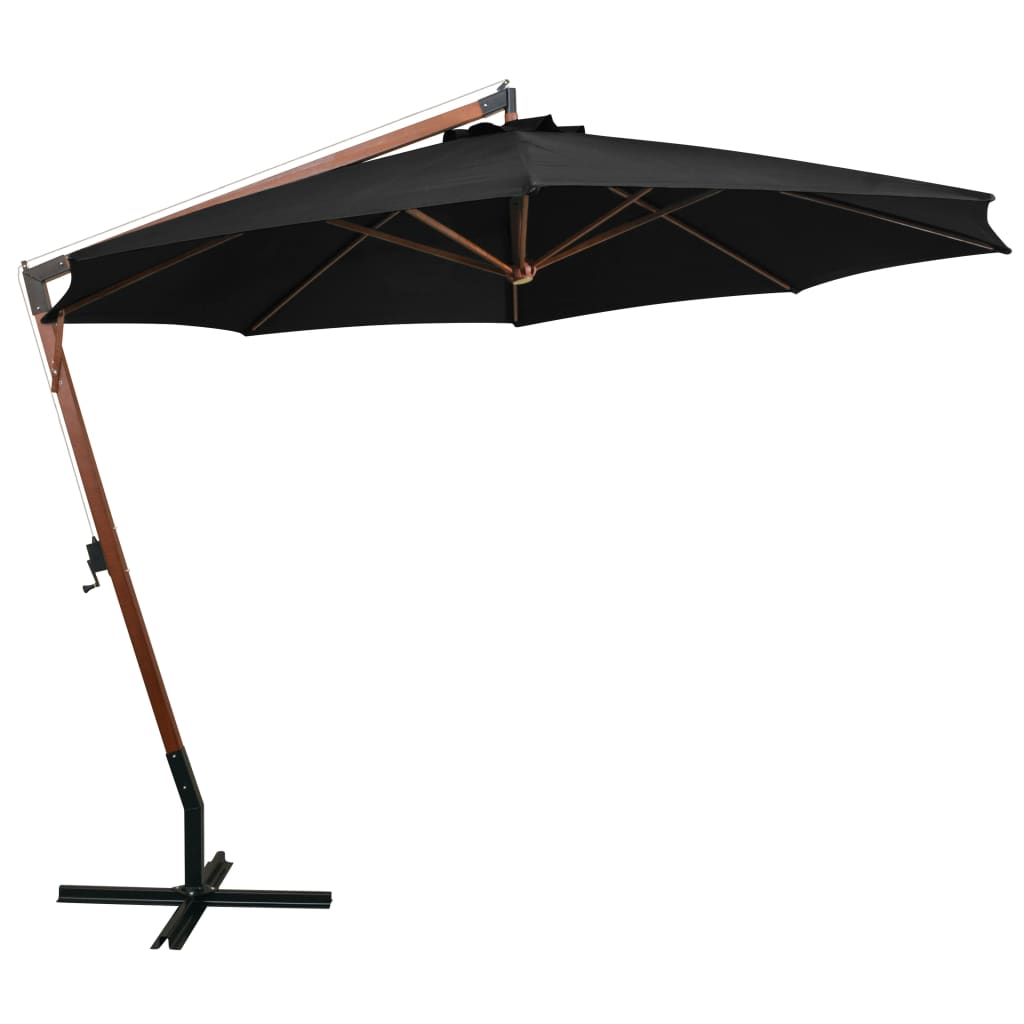 Vidaxl schwimmendes Parasol mit Pole 3,5x2,9 m Festpinewood Schwarz