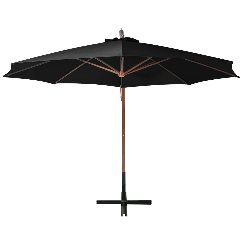 Vidaxl schwimmendes Parasol mit Pole 3,5x2,9 m Festpinewood Schwarz