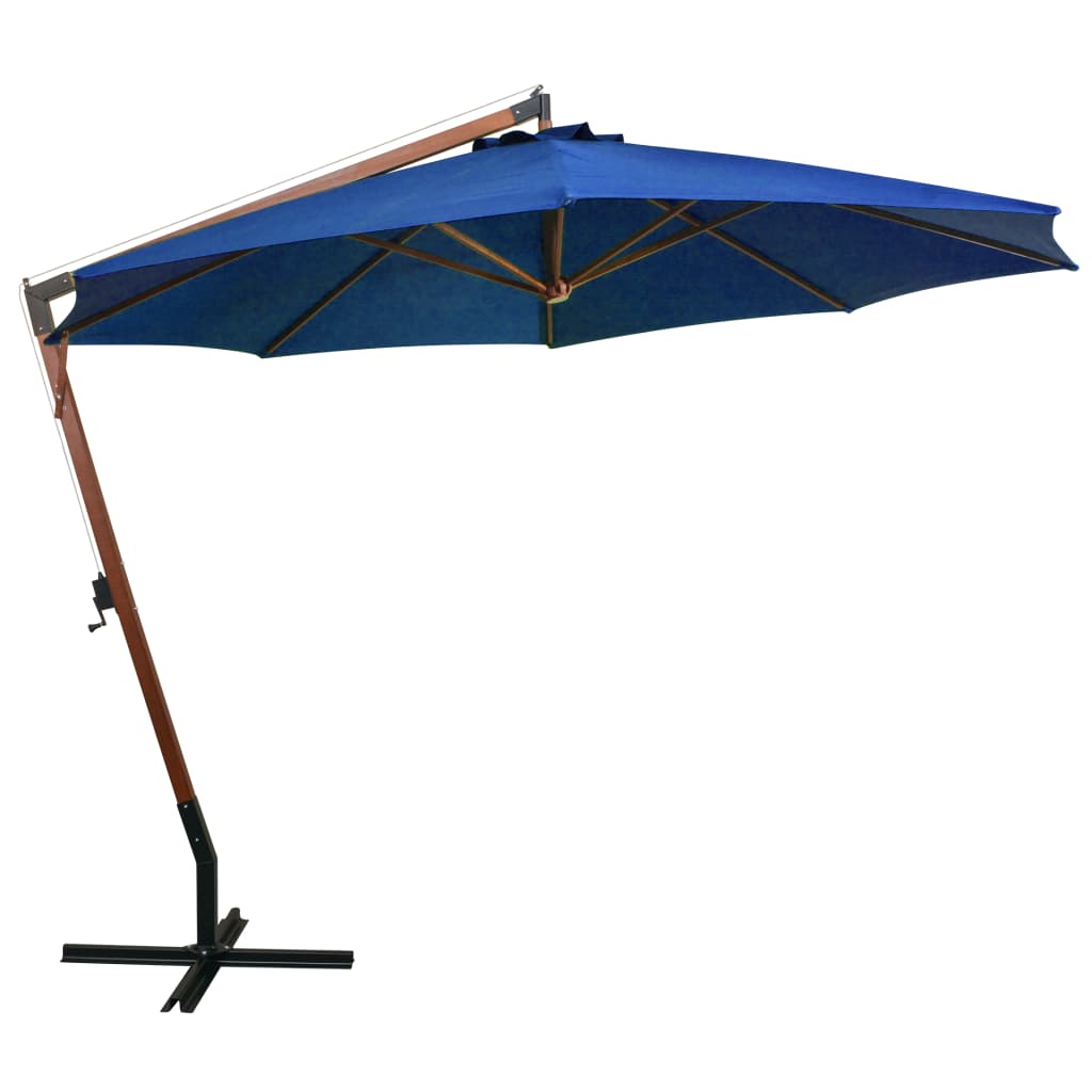 Vidaxl -schwimmendes Parasol mit Pole 3,5x2,9 m Festkiefer -Blau -Azurblau