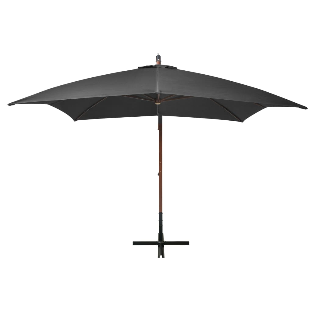 Vidaxl -schwimmendem Parasol mit Pole 3x3 M fester Kiefern -Holz -Anthrazit -gelöscht