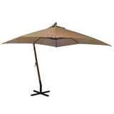 VidaXL Zweefparasol met paal 3x3 m massief vurenhout taupe