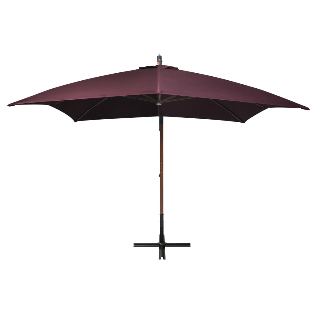 Vidaxl -schwimmendes Parasol mit Pol 3x3 m fester Vurenhout Bordeaux rot