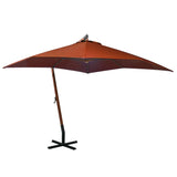 VidaXL Zweefparasol met paal 3x3 m massief vurenhout terracottakleurig