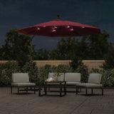 Vidaxl schwimmend Parasol mit LED und Stahlmastweinrot