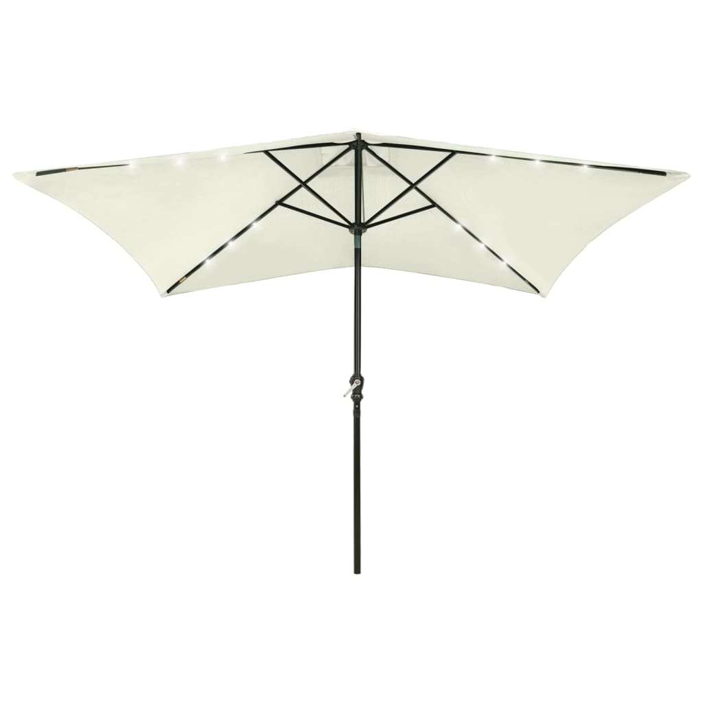 VIDAXL -Parasol mit LEDs und Stahlpol 2x3 m Sand