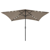 Vidaxl -Parasol mit LEDs und Stahlpol 2x3 M Taupe