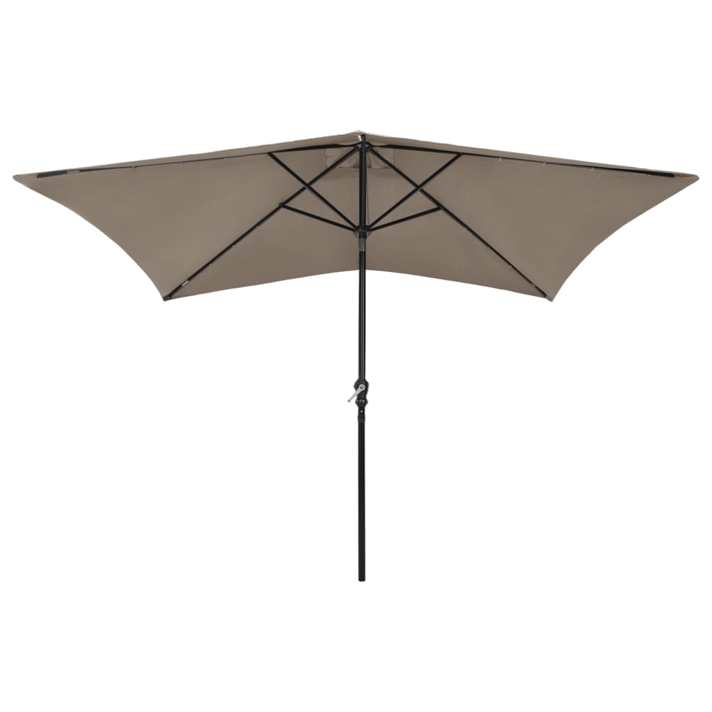 Vidaxl -Parasol mit LEDs und Stahlpol 2x3 M Taupe