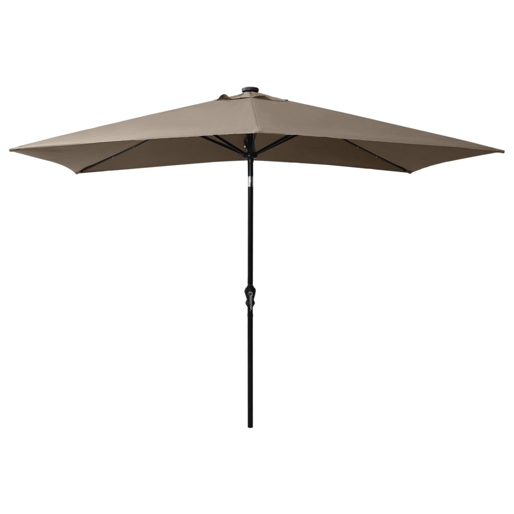 Vidaxl -Parasol mit LEDs und Stahlpol 2x3 M Taupe