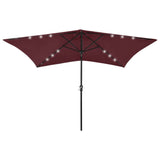 Vidaxl -Parasol mit LEDs und Stahlpol 2x3 M Bordeaux rot