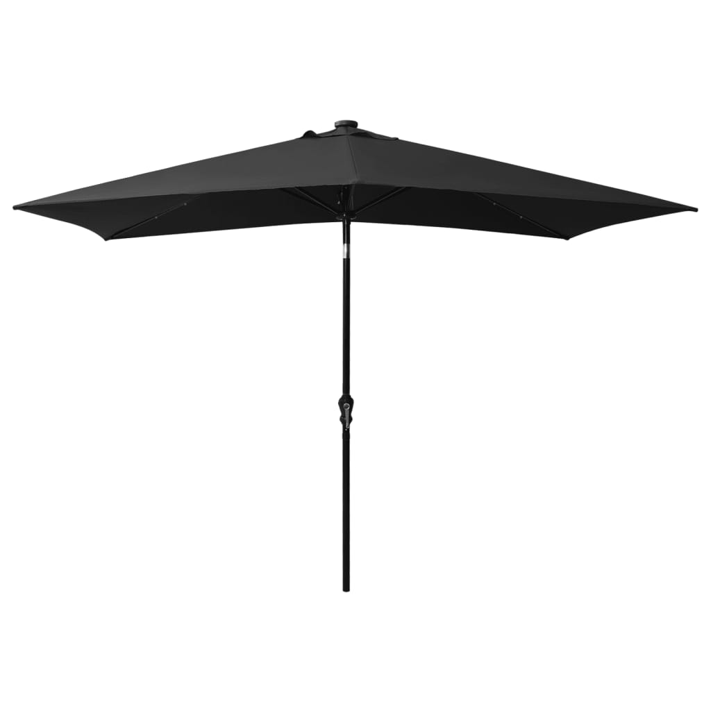 Parasol Vidaxl con LED y polo de acero 2x3 m verde