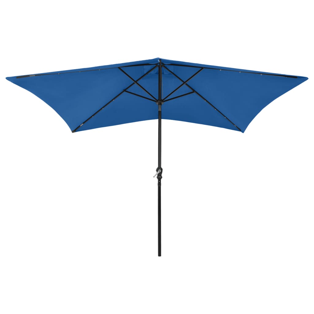 Vidaxl -Parasol mit LEDs und Stahlpol 2x3 M Azure Blau