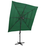 Vidaxl Parasol 4 capas con poste de aluminio 250x250 cm verde