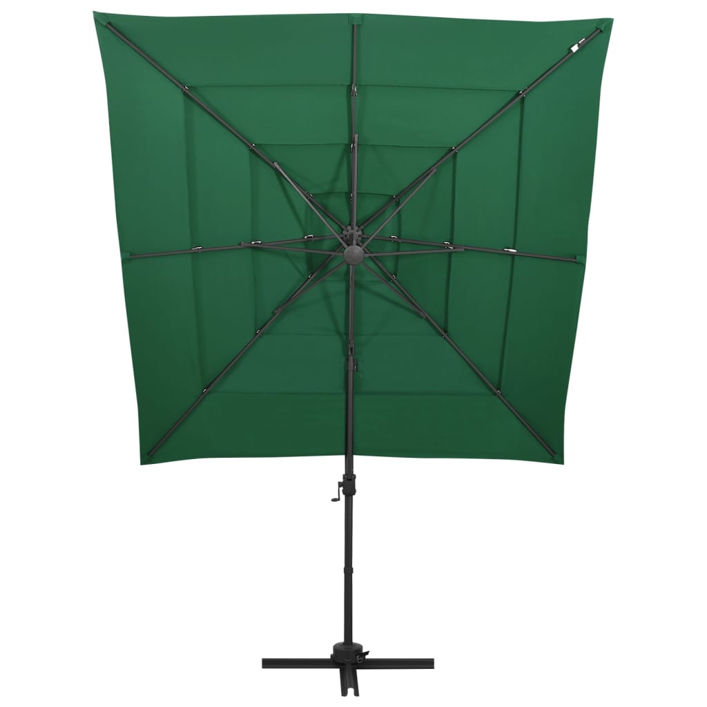 Vidaxl Parasol 4 capas con poste de aluminio 250x250 cm verde