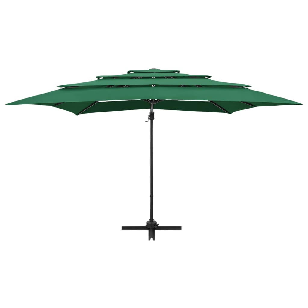 Vidaxl Parasol 4 capas con poste de aluminio 250x250 cm verde