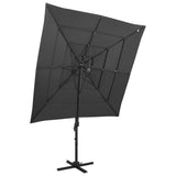 Vidaxl Parasol 4-skikt med aluminiumstång 250x250 cm antracitfärgad