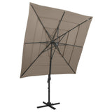 Vidaxl Parasol 4 capas con polo de aluminio 250x250 cm Topo