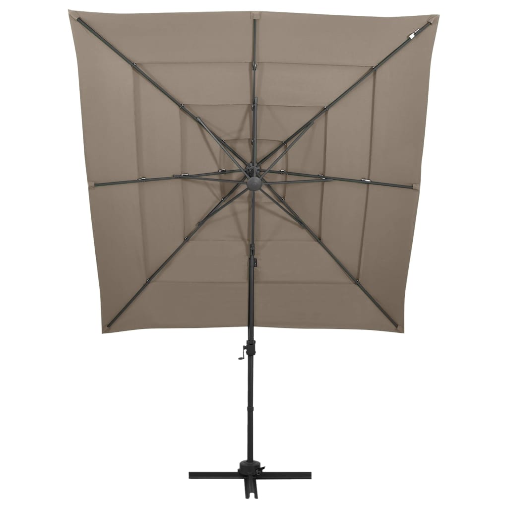 Vidaxl Parasol 4 capas con polo de aluminio 250x250 cm Topo