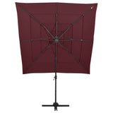 Vidaxl Parasol 4 capas con poste de aluminio 250x250 cm Borgoña roja