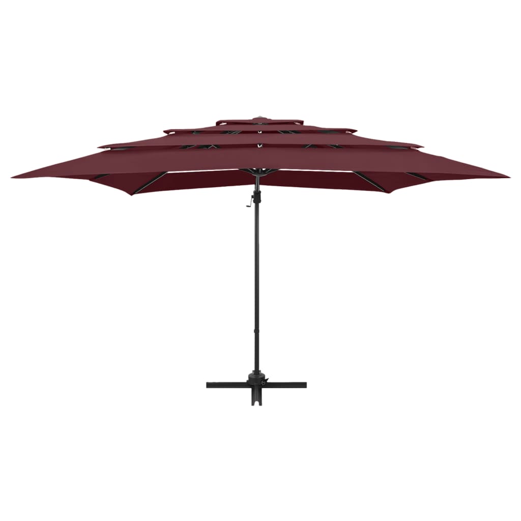 Vidaxl Parasol 4 capas con poste de aluminio 250x250 cm Borgoña roja