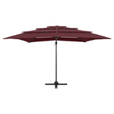 Vidaxl Parasol 4 capas con poste de aluminio 250x250 cm Borgoña roja