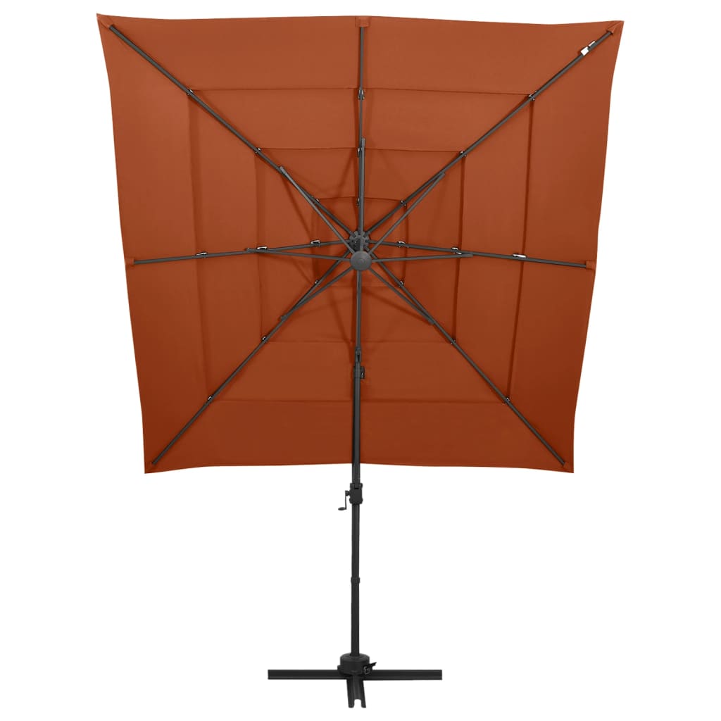 Vidaxl Parasol 4 capas con poste de aluminio 250x250 cm de color terracota