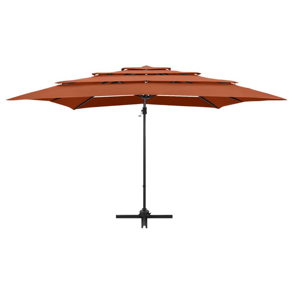 Vidaxl Parasol 4 capas con poste de aluminio 250x250 cm de color terracota