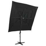 Vidaxl Parasol 4 capas con poste de aluminio 250x250 cm negro