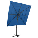 Vidaxl Parasol 4 capas con poste de aluminio 250x250 cm azul azul