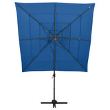 Vidaxl Parasol 4 capas con poste de aluminio 250x250 cm azul azul