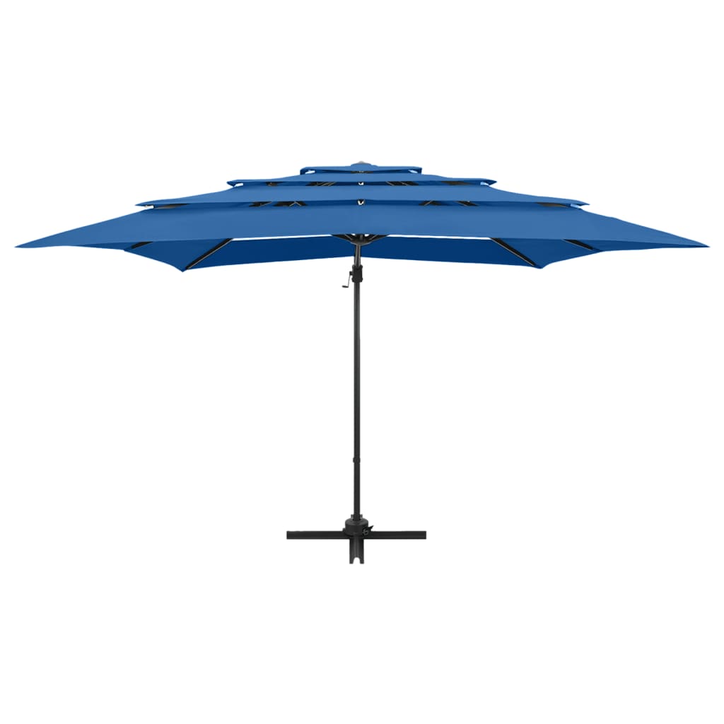 Vidaxl Parasol 4 capas con poste de aluminio 250x250 cm azul azul