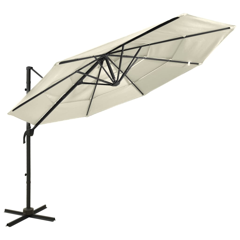 Vidaxl Parasol 4 capas con poste de aluminio 3x3 m de color arena