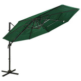 Vidaxl Parasol 4 capas con poste de aluminio 3x3 m verde