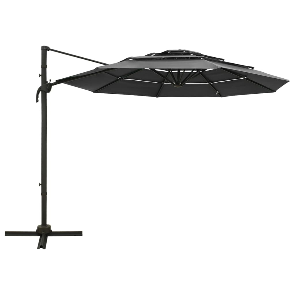 Vidaxl Parasol 4-skikt med aluminiumstång 3x3 M Anthracite-färgad