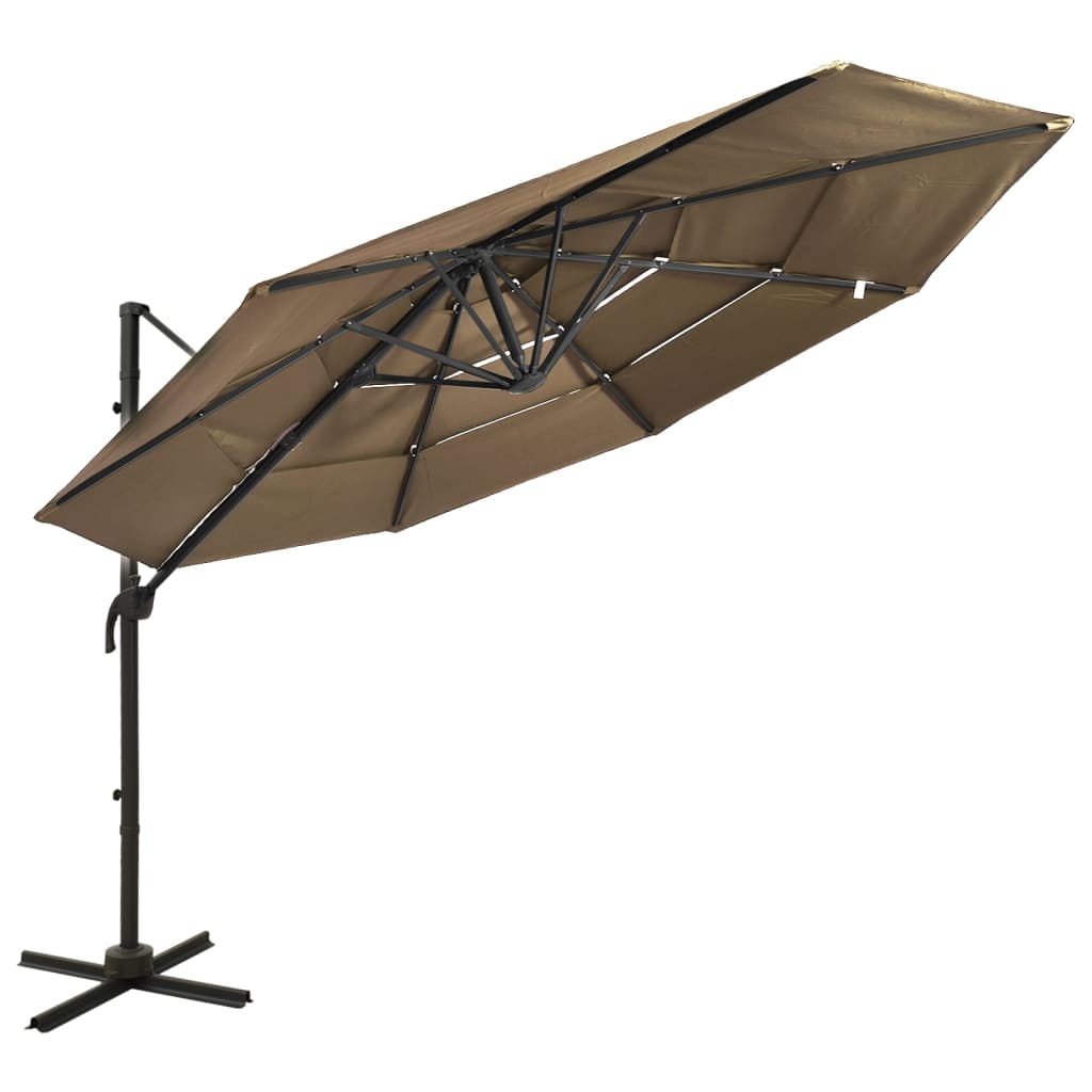 Vidaxl Parasol 4 capas con poste de aluminio 3x3 m taupe