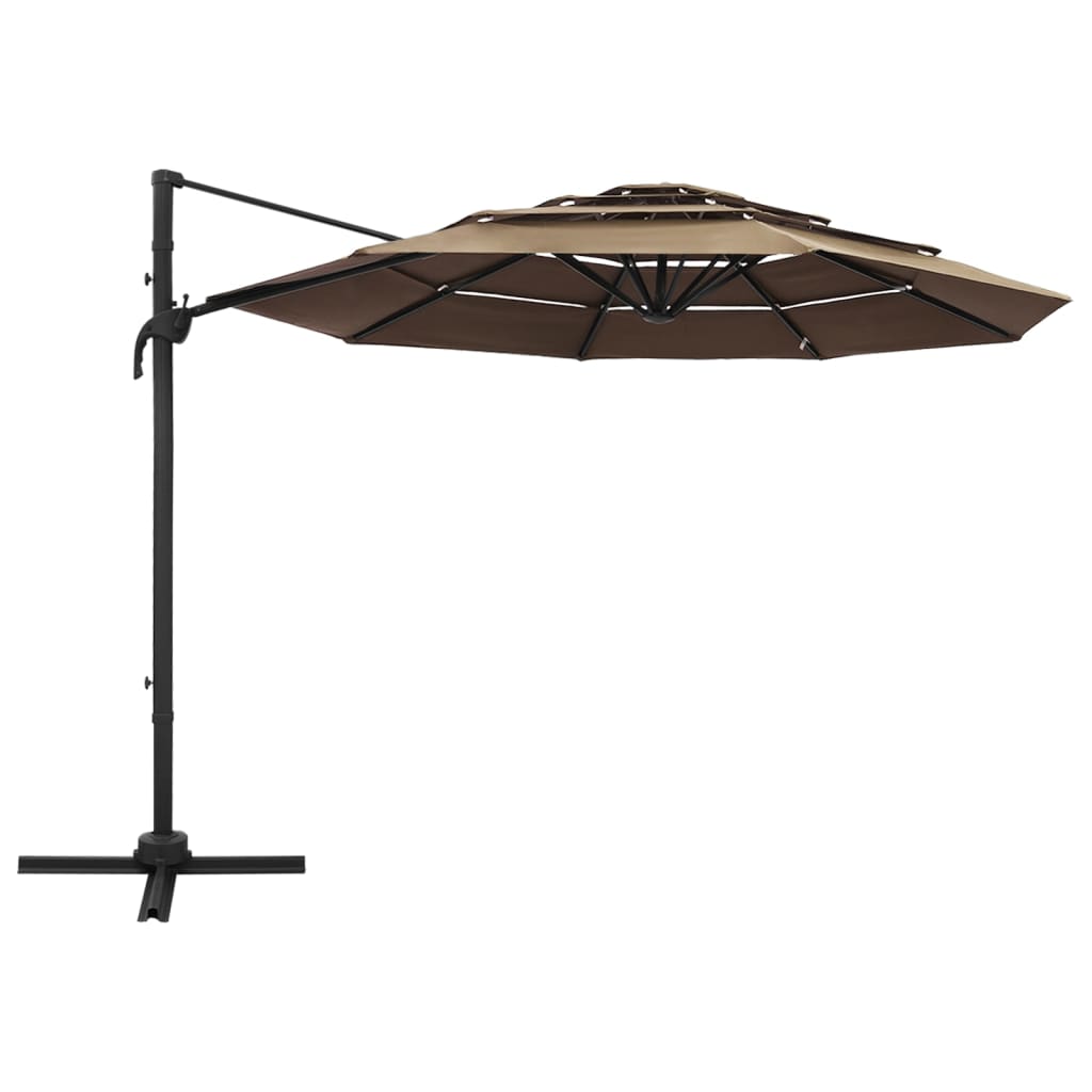 Vidaxl Parasol 4 capas con poste de aluminio 3x3 m taupe