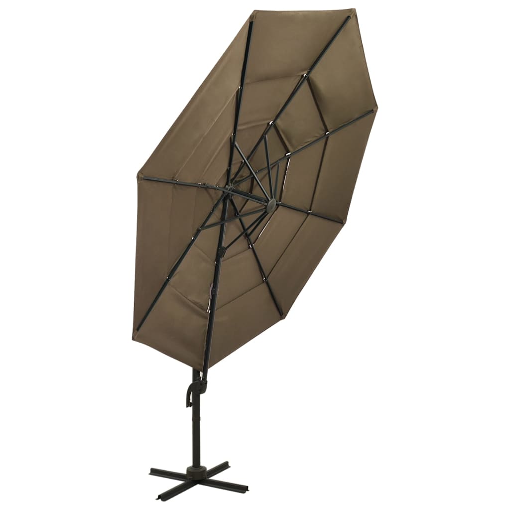 Vidaxl Parasol 4 capas con poste de aluminio 3x3 m taupe