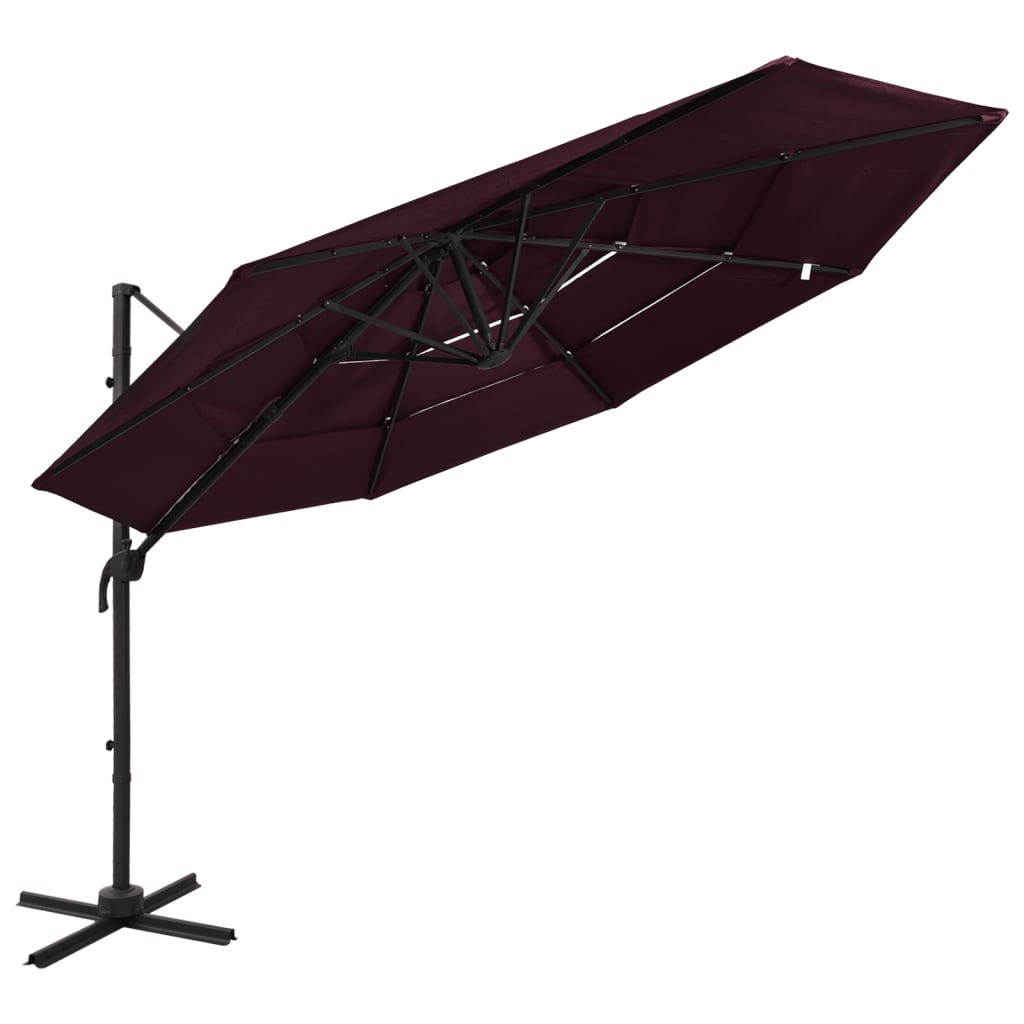 BIDAXL PARASOL 4-skikt med aluminiumstång 3x3 m Bordeaux röd