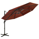 Vidaxl Parasol 4 capas con poste de aluminio 3x3 m terracota brillante