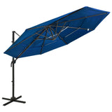 Vidaxl Parasol 4 capas con poste de aluminio 3x3 m azul