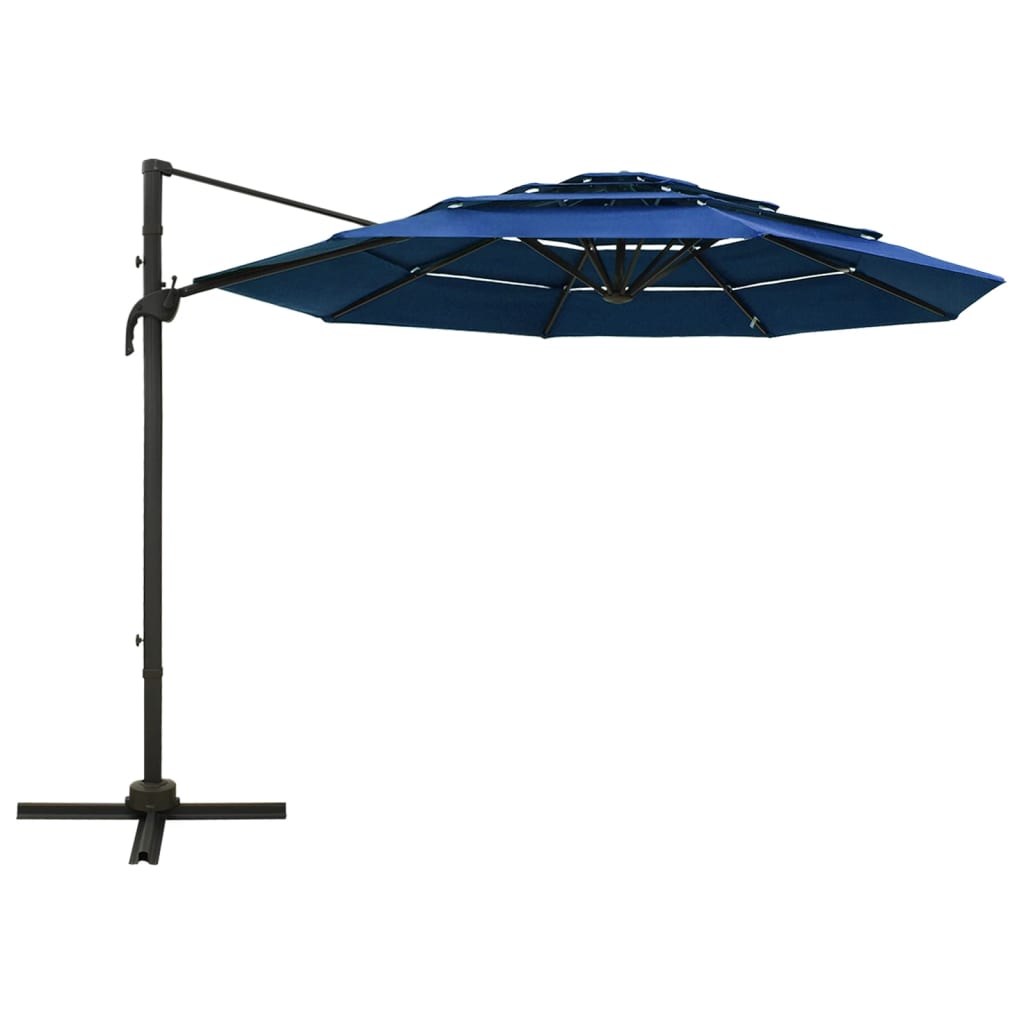 Vidaxl Parasol 4 capas con poste de aluminio 3x3 m azul