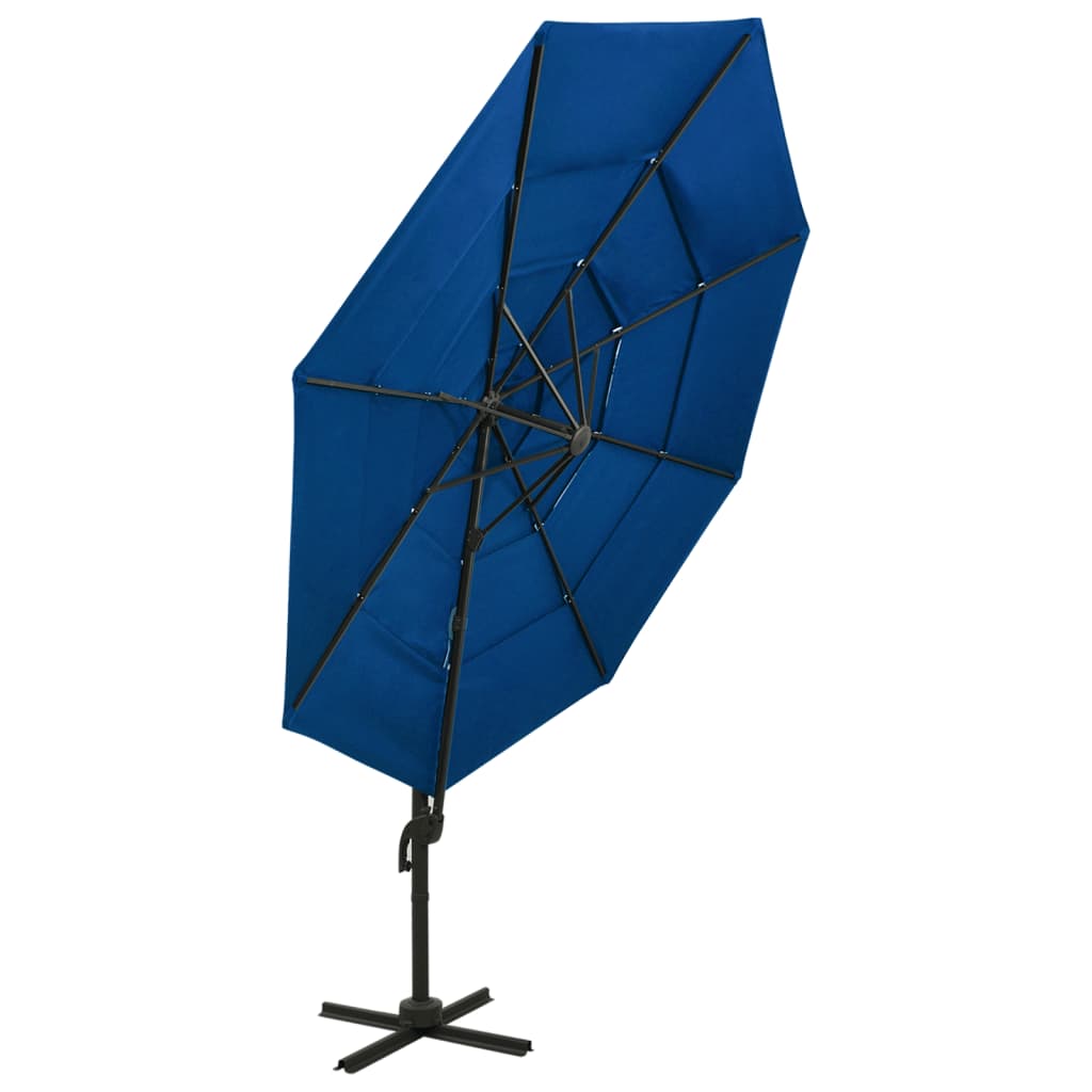 Vidaxl Parasol 4 capas con poste de aluminio 3x3 m azul