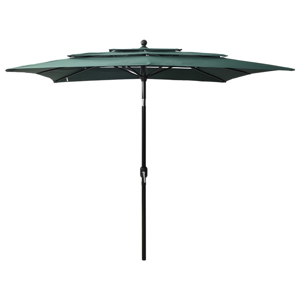 Vidaxl Parasol 3 capas con poste de aluminio 2.5x2.5 m verde