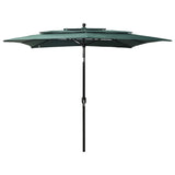 Vidaxl Parasol 3 capas con poste de aluminio 2.5x2.5 m verde