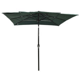 Vidaxl Parasol 3 capas con poste de aluminio 2.5x2.5 m verde