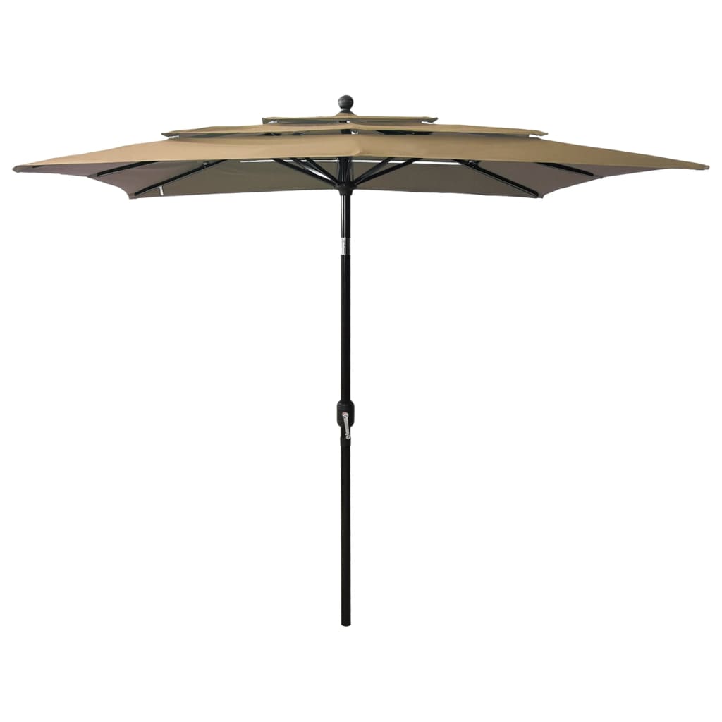 Vidaxl Parasol 3 capas con polo de aluminio 2.5x2.5 m taupe