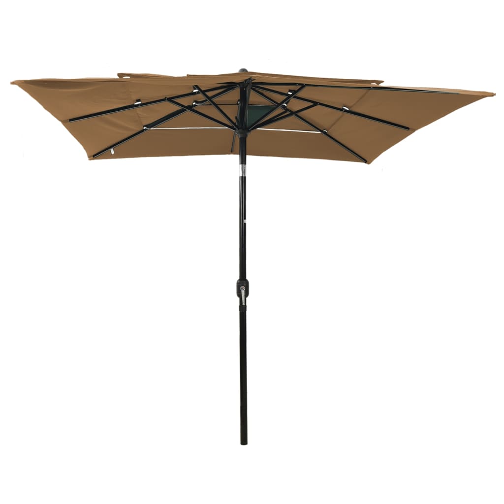 Vidaxl Parasol 3 capas con polo de aluminio 2.5x2.5 m taupe